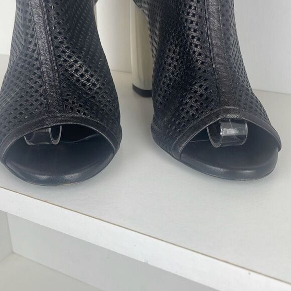 Unique Designer Perforated Leather Ankle Booties 37 - Picture 9 of 13